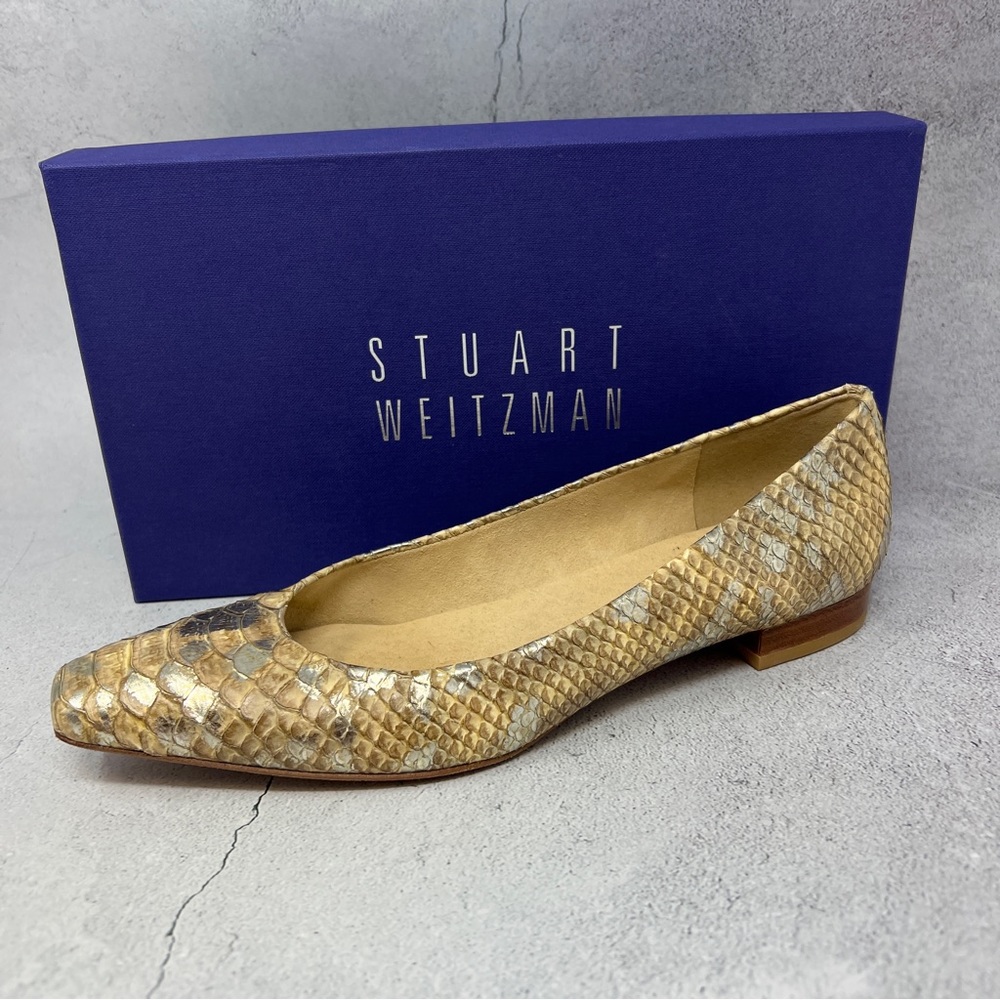 Stuart Weitzman Snippet Honey Mica Python Flats I… - image 1